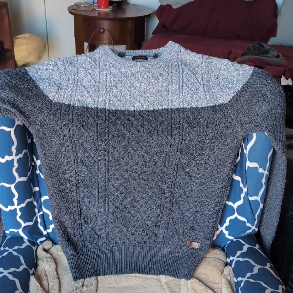 David Buffalo Gray Cable Knit Sweater